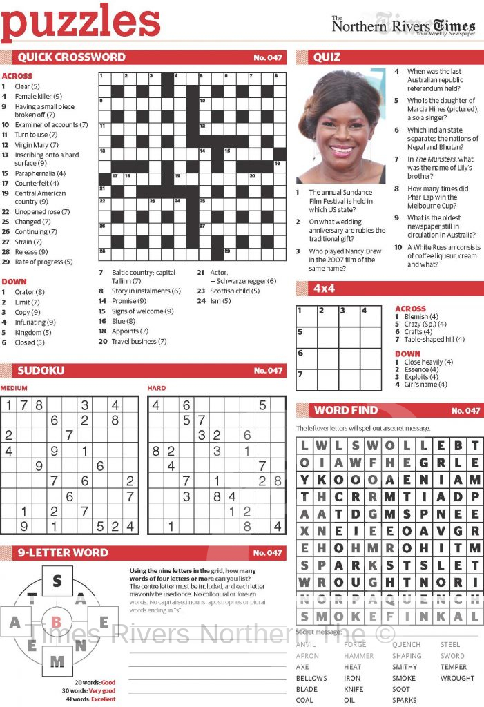 The Northern Rivers Times Edition 49 Puzzle 1