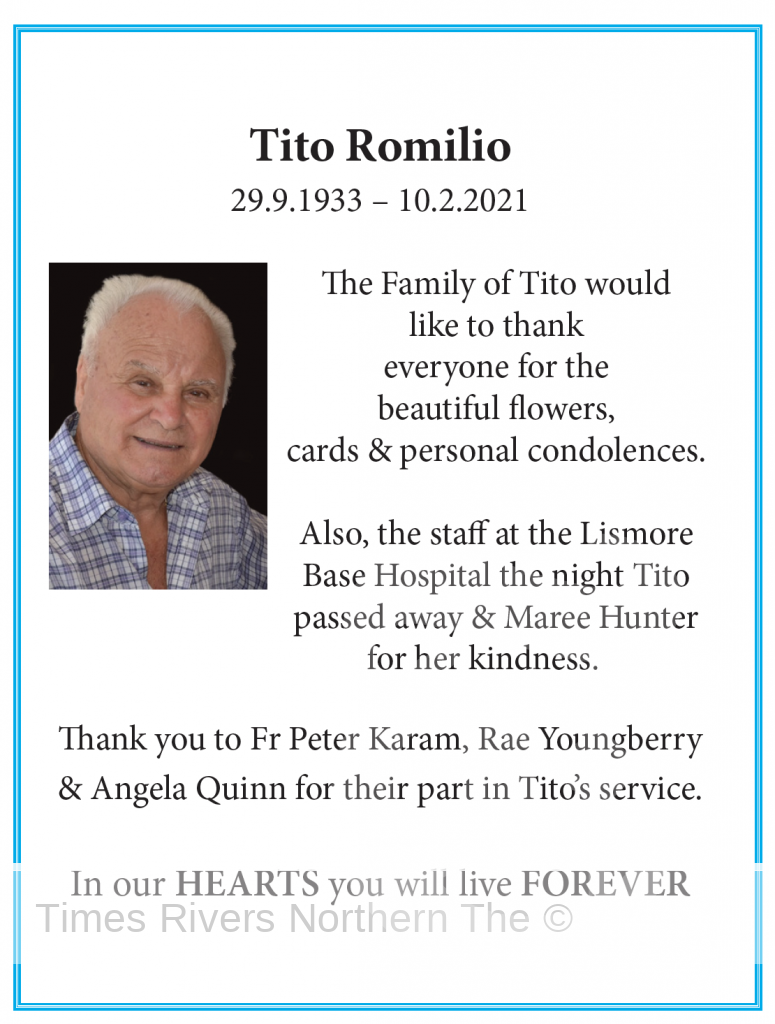 Tito Romilio Death Notice