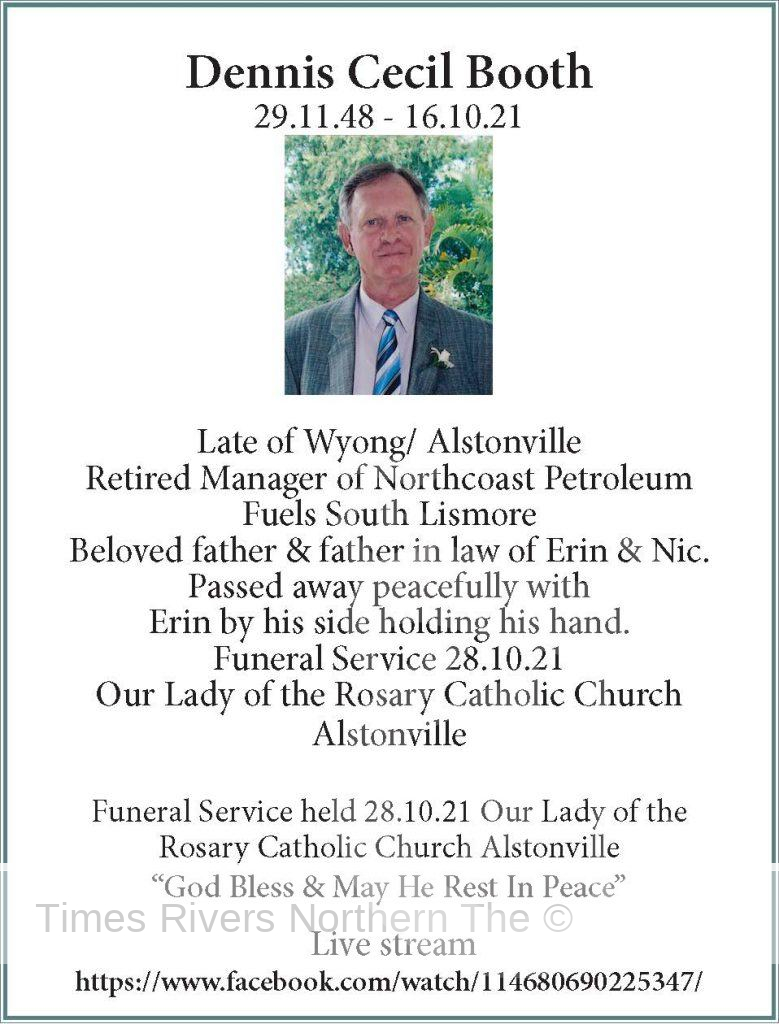 Dennis Booth Funeral Notice