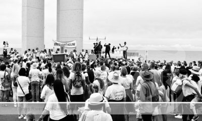 The protest shifted to Captain Cook Memorial at Point Danger