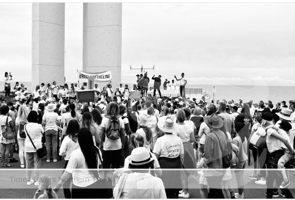 The protest shifted to Captain Cook Memorial at Point Danger