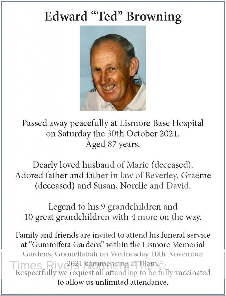 Edward Browning Funeral Notice