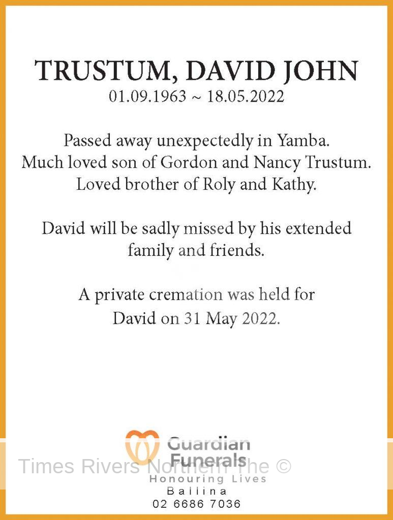TRUSTUM, DAVID JOHN