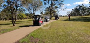 Guest ridding in golf carts on the new cart tracks at Coraki Golf Club.