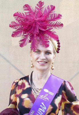 Women wearing a fancy hat at the Grafton cup
