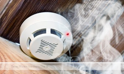 White smoke alarm in wooden room