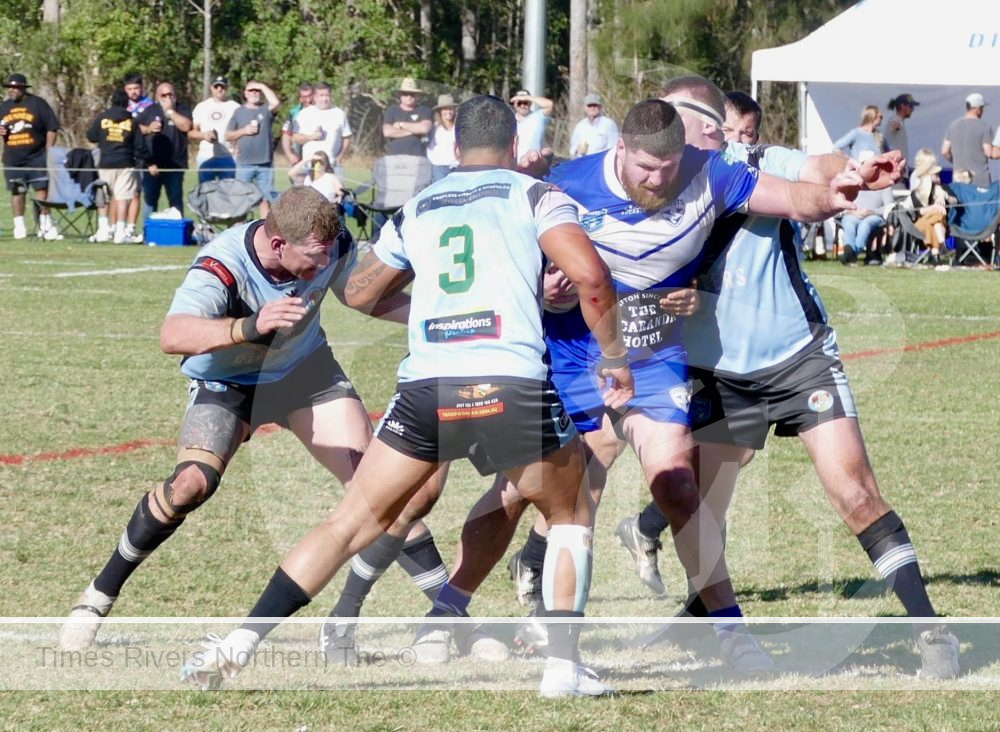 The Ghosts ball playing prop forward Mitch Garbutt was a handfull all afternoon for the Woolgoolga defence taking three and four tacklers with every carry.