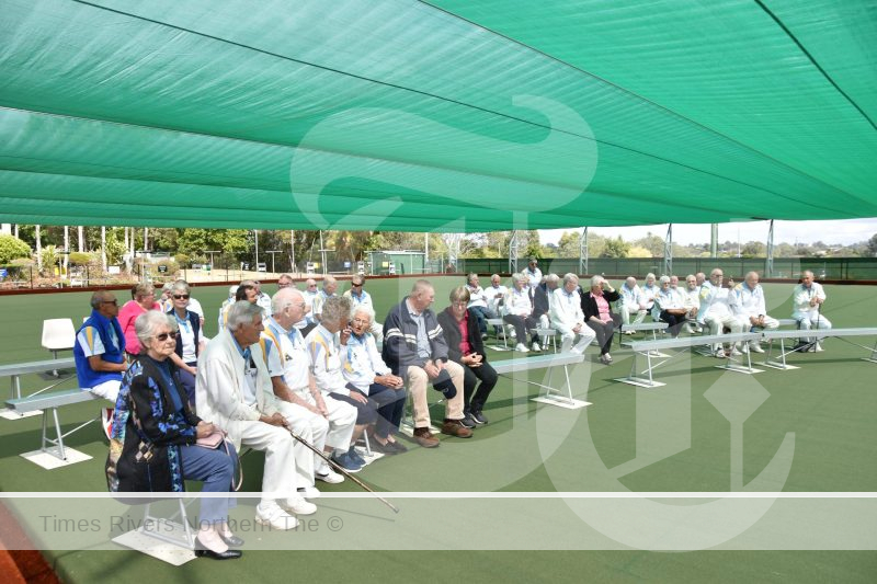 Members enjoying the new shade and mat at the Lismore Workers Sports and Bowls Club.