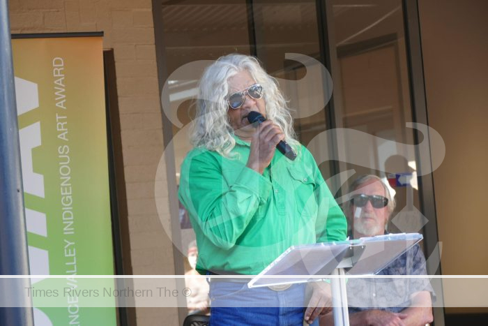 Local elder Uncle Gary Brown gives the Welcome to Country at the 2023 Clarence Valley Indigenous Art Awards on Saturday at the Grafton Regional Gallery.