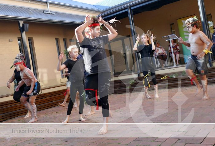 The Berinbah Dancers performed some traditional and orignal dancers for the crowd attending the 2023 Clarence Valley Indigenous Art Awards on Saturday at the Grafton Regional Gallery