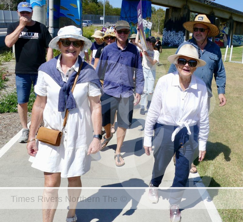 Yes vote support Barbara Fahey was in high spirits as Grafton's Walk for Yes returned from South Grafton on Sunday. She wants to see the gap between indigenous and white people close and believes the Voice to Parliament is a long awaited opportunity to do it.