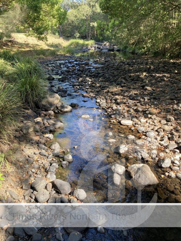 This is a river, not a creek – the flow of Oxley River at Tyalgum has reduced to a trickle