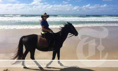 Jo-Ann Allchin has offered beautiful beach and bush rides through her Byron Bay business Seahorses for 35 years, but recent extreme weather events have prevented her from continuing. Seahorse Ridding centre