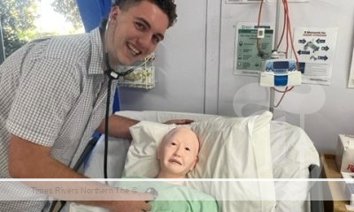 John ray with a fake nurse at TAFE NSW
