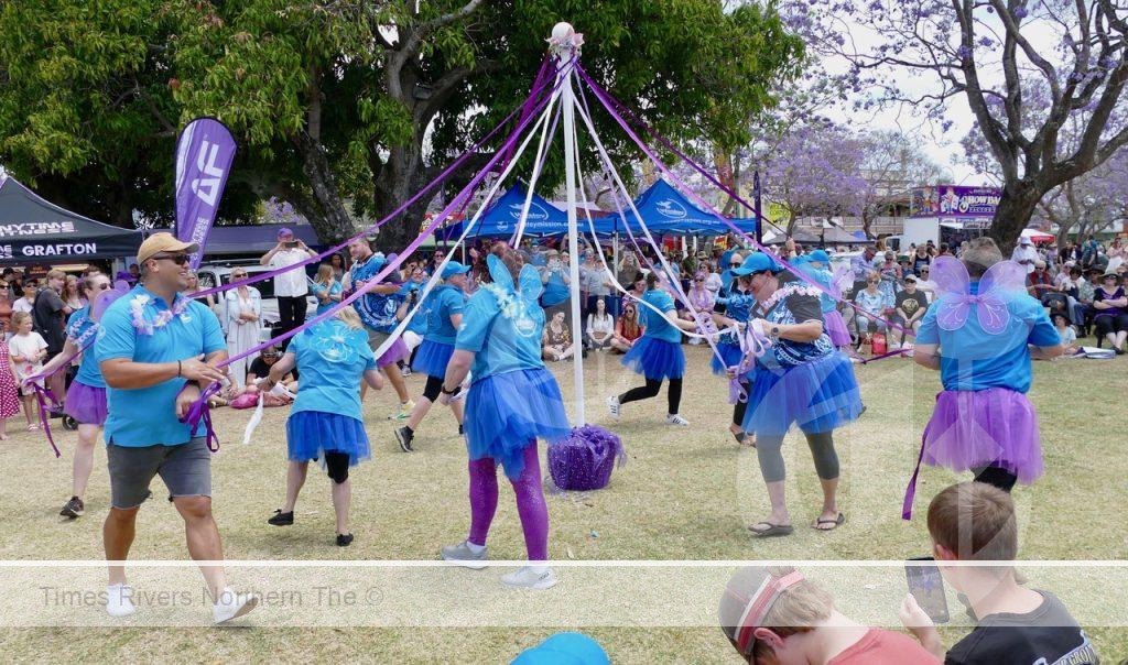 The Wesley Mission maypole dance took the entertainment from the stage for a bit of audience participation.