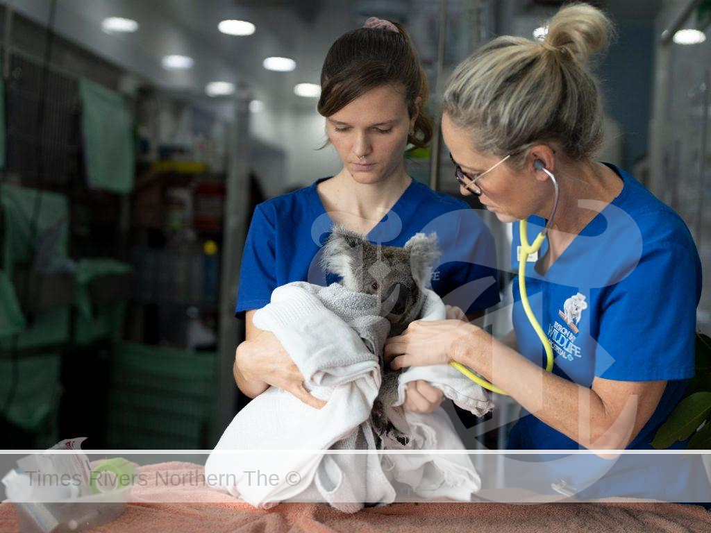 The Matilda team helping a Koala.