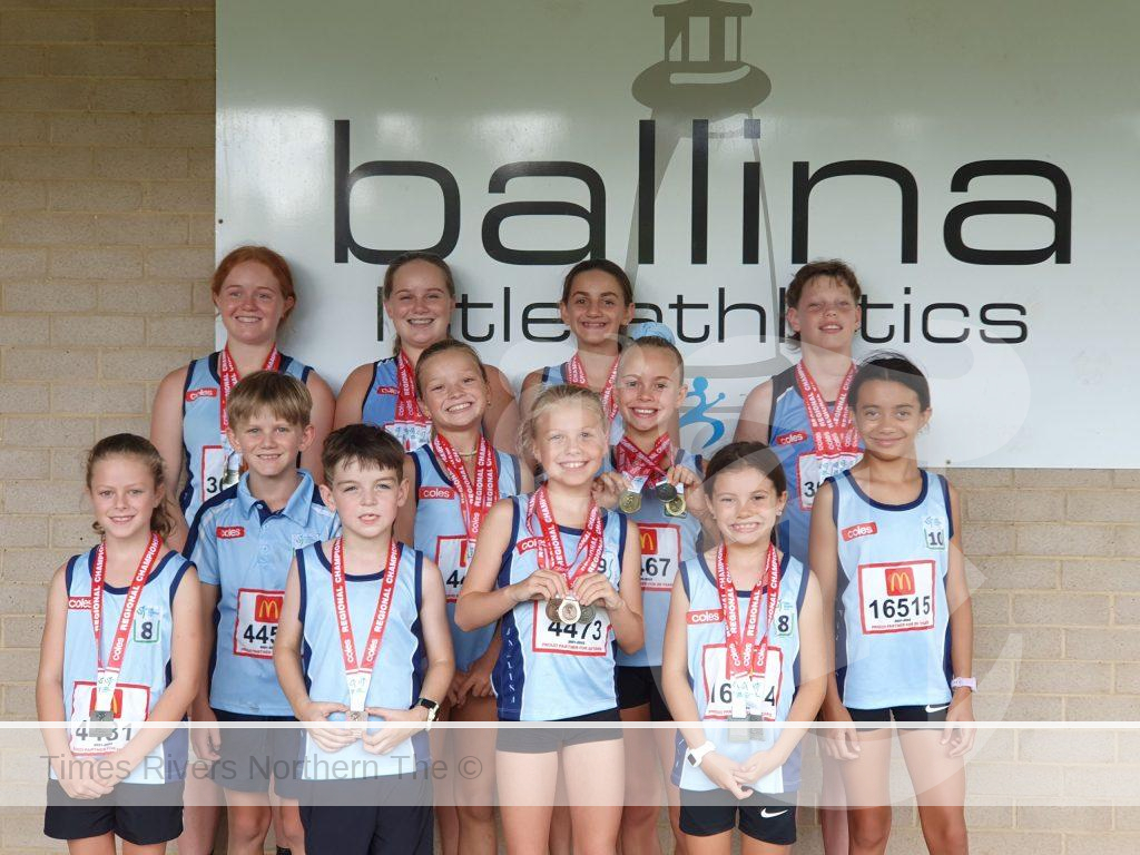 Ballina Little Athletics Club posing for a photo from the Greater Northern Rivers Community Funding Program.