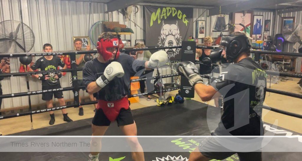 JB Taylor sparring in the ring at Maddog Boxing Gym.