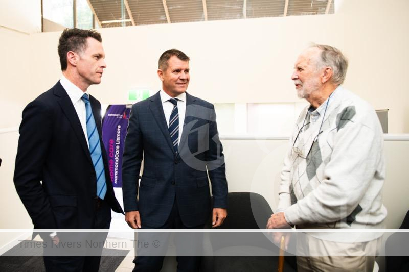 Premier Chris Minns, HammondCare CEO Mike Baird and Roger Manby on September 26, 2023