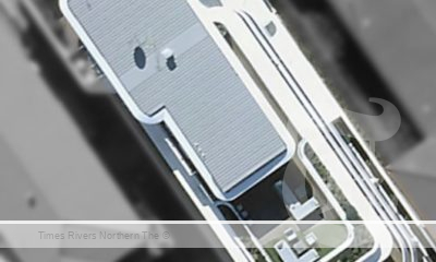 An aerial view of the rooftop of 2 Queen St Yamba, where council has agreed to allow the owner to sell alcohol to sell alcohol to patrons for limited hours three days a week. Image from property.com.au website.