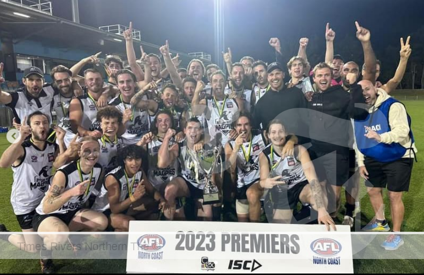Byron Magpies celebrate the 2023 premiership