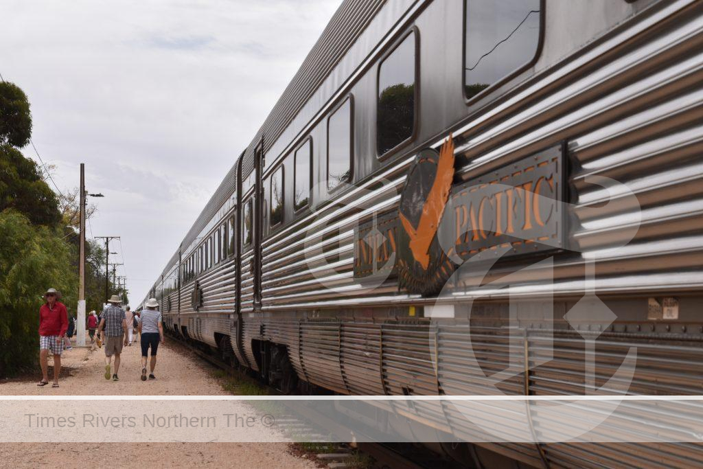 Indian Pacific train stopped at a station