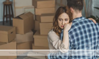 Couple hugging due to Rental stress