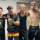 L to R: Dylan Wright, Sunny McLean, Scott Smith, Reef Dufner, Jett Smith and Josh Dufner, trainer at The Maddog Boxing gym.