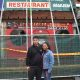 Paul Wu and Kristina NHen out the front of what's left of their Mun-Tien restaurant damged by the Casino fire last month.