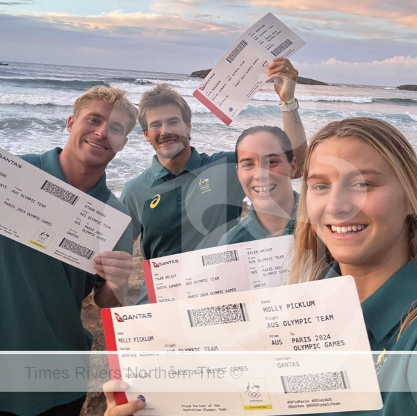 Paris 2024 Olympics Surfing - It's official! Surfers (L-R) Ethan, Jack, Tyler and Molly will all make their Olympic debut at Paris 2024