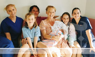 The Espie family with their baby boy – the first baby to be born at Tweed Valley Hospital