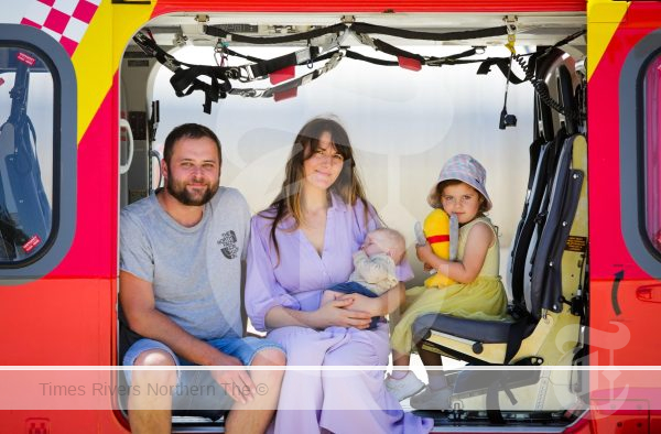 Baby Henry Carroll and family in The Westpac Rescue Helicopter Service