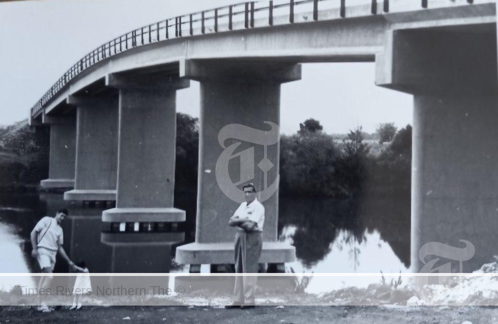 Fred West under new bridge at Wyrallah Ferry - 1968