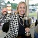 Maree Anderson, a part owner of South Grafton Cup winner Cepheus, celebrates in the Winner's Room at the Clarence River Jockey Club on Sunday.