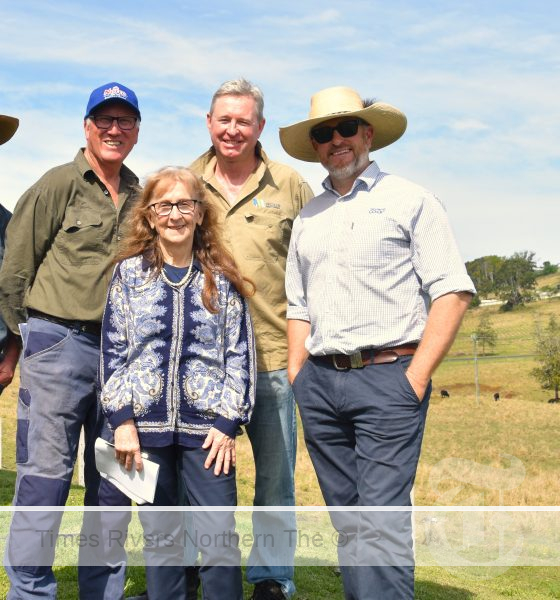 Jeremy Stewart, Whian Whian Landcare, Garry Lambert, landholder with wife Margaret, State MP Janelle Saffin, Anthony Acret, Rous County Council and Joseph Leven, Casino Food Co-operative. Northern Rivers Watershed Initiative