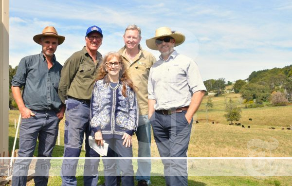 Jeremy Stewart, Whian Whian Landcare, Garry Lambert, landholder with wife Margaret, State MP Janelle Saffin, Anthony Acret, Rous County Council and Joseph Leven, Casino Food Co-operative. Northern Rivers Watershed Initiative