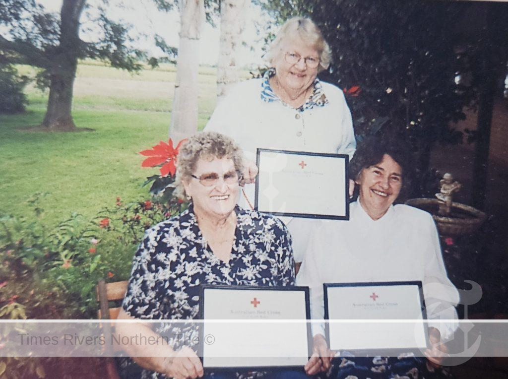 Jess Dolby, Nita Haynes and Marie Smith with their Red Cross Certificates.