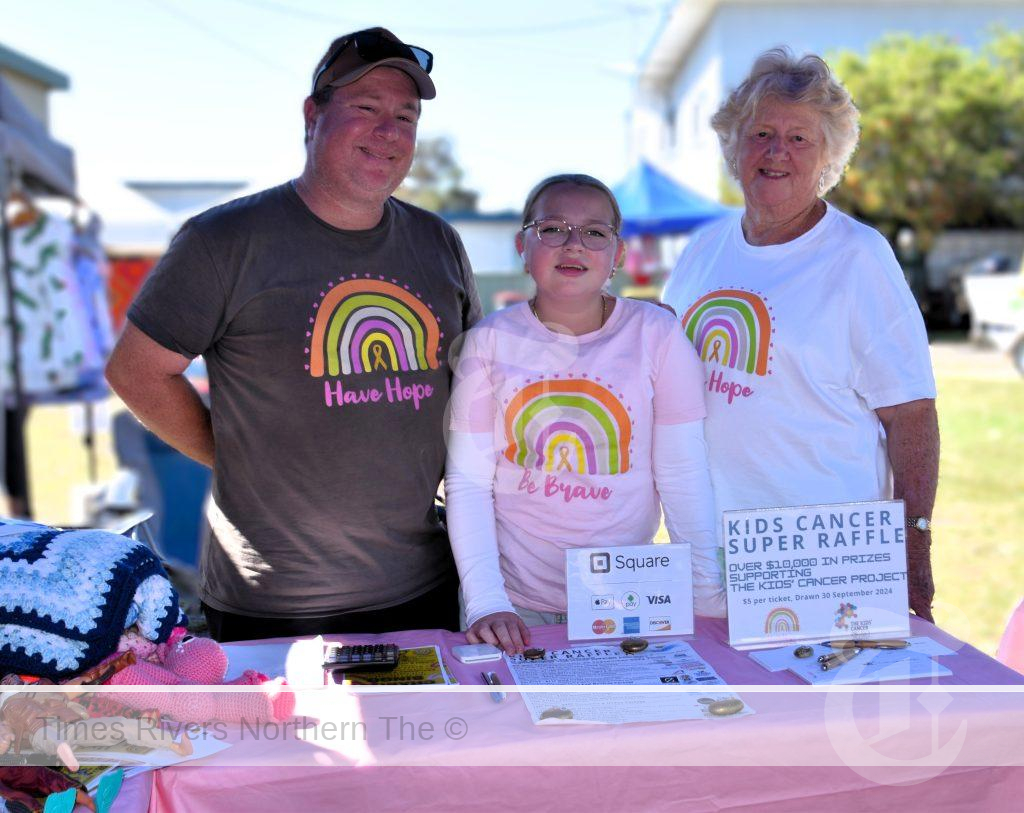 Millie Trustum with her dad, Kevin and nana Elaine.