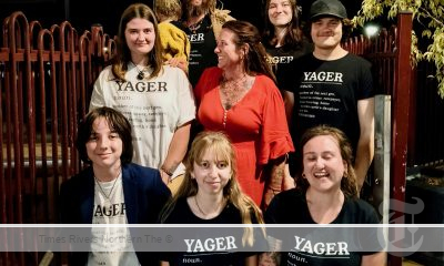 The Yager team, family members and friends, bottom from left: Buddy, Molly and Bella. Middle Sophie, Cristie and Sophie’s boyfriend Chase and rear, Aaron holding Barrie and Violet.