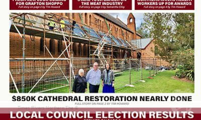 The Northern Rivers Times Edition 222 covers key stories including the Grafton Cathedral restoration, Tweed Regional Museum award, health workers recognition, Byron Bay's new hydrothermal bathhouse, and council updates across the Northern Rivers.