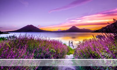 Guatemala sunset over a lake